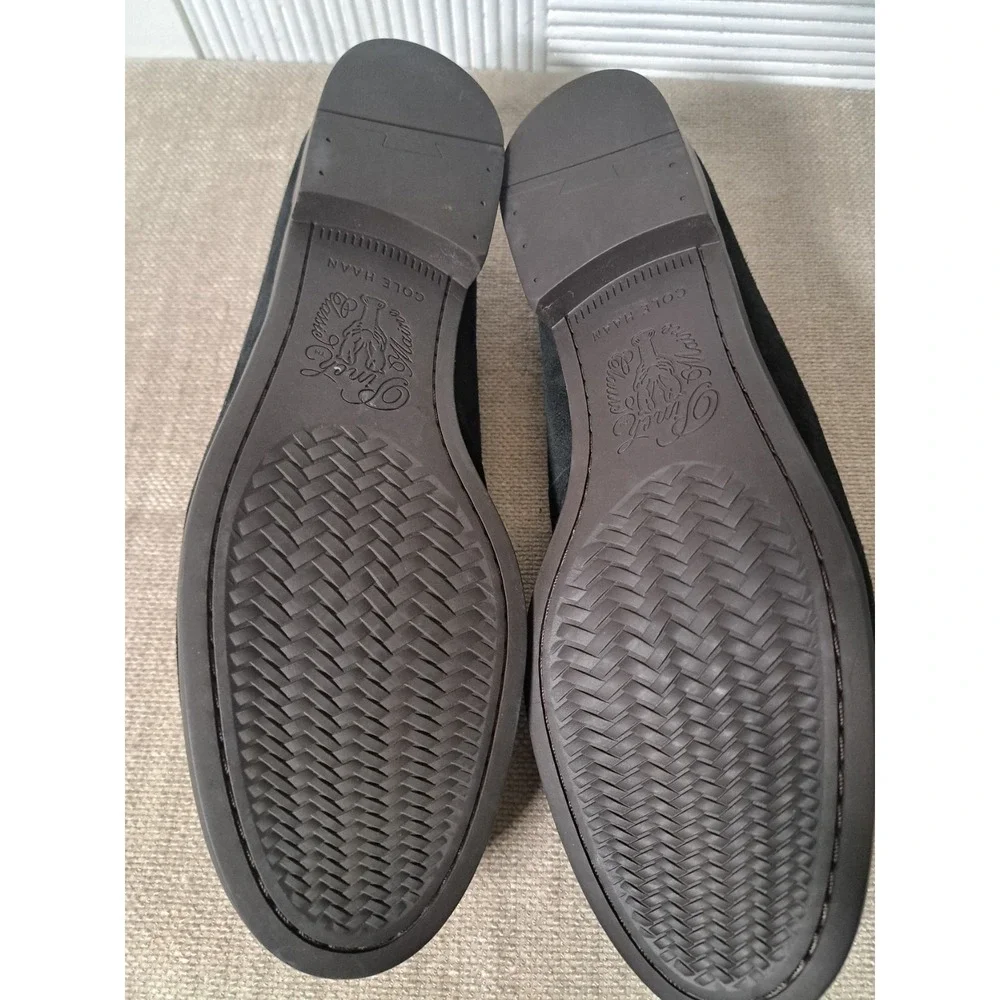 Cole‎ Haan Pinch Loafers Size 8.5 Black Suede  Tassel Slip-On Foldable Back